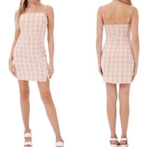 NEW BP Gingham Peach-White Plaid Mini Dress